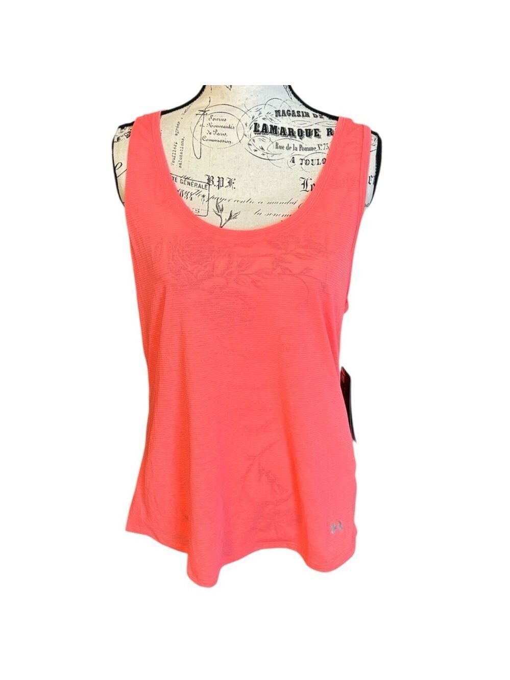 Under Armour Women's Racerback Tank Top Heat Gear Hot Pink Coral Size L New